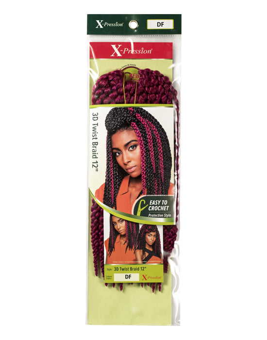 XPRESSION Mèche Crochet Braid 3D Twist Braid Taille 12 pouces