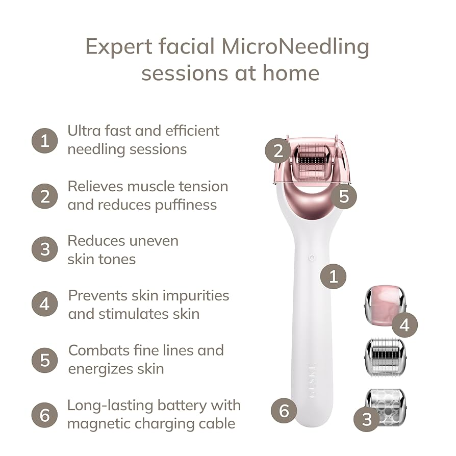 MicroNeedle Face Roller with Rose Quartz 9-in-1