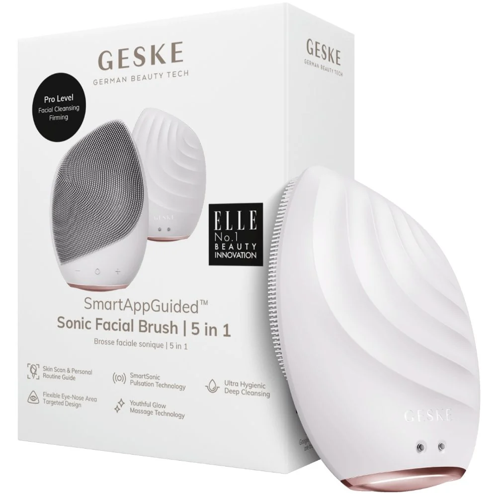 SmartAppGuided Sonic Facial Brush 5-in-1 Silicone Face Cleansing Device