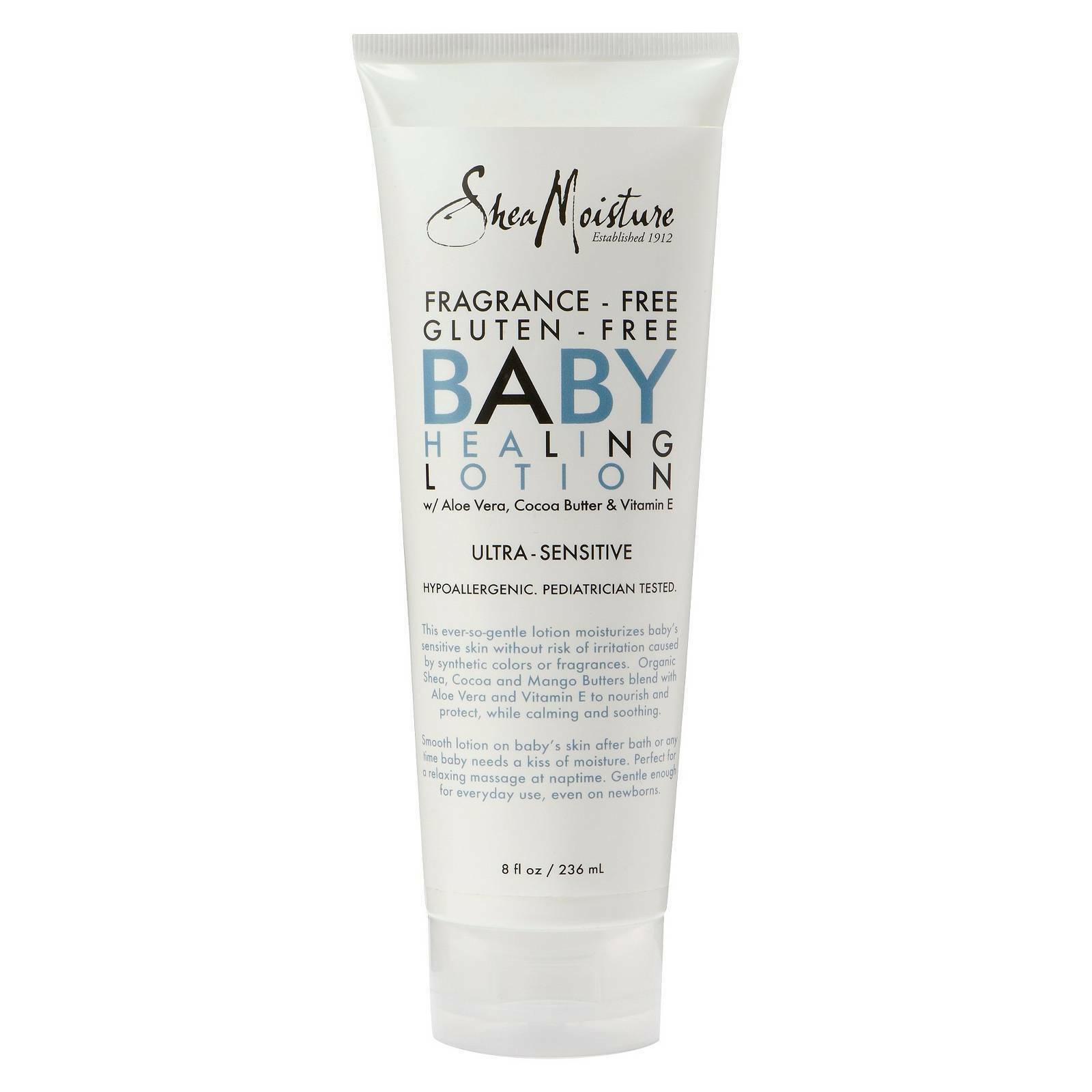 Shea Moisture Fragrance Free Gluten Free Baby Healing Lotion - Crème Hypoallergénique 236ml