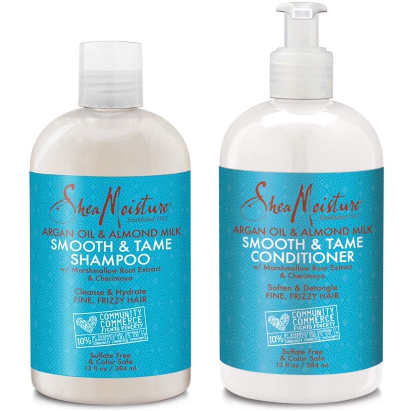 Pack Shea Moisture Argan Oil & Almond Milk Shampoo and Conditioner - Shampoing et Après-Shampoing