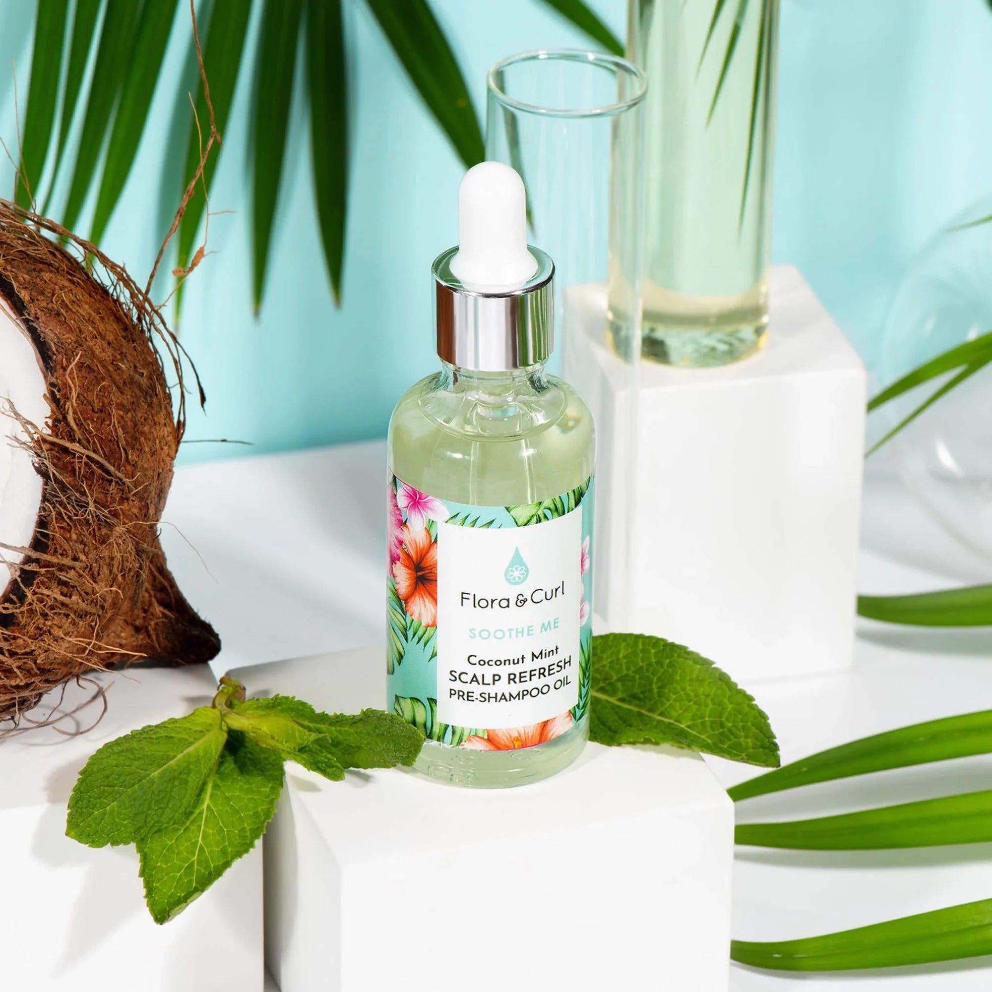 Huile de Pré-shampooing Rafraîchissante pour Cuir Chevelu à la Menthe et à la Noix de Coco
