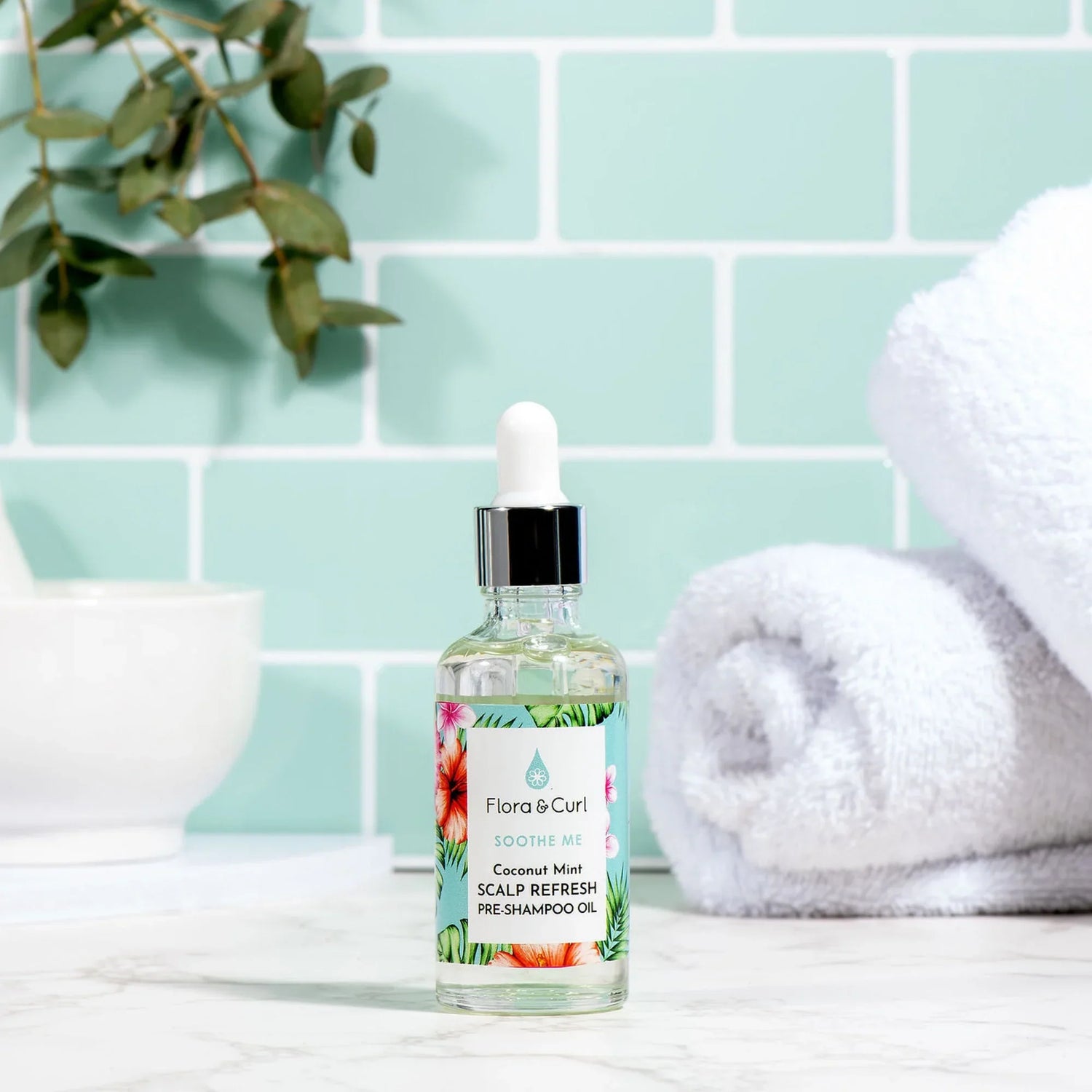 Huile de Pré-shampooing Rafraîchissante pour Cuir Chevelu à la Menthe et à la Noix de Coco