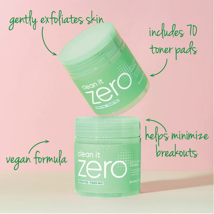 Clean It Zero Green Peel Toner Pads (LHA Vegan Blend)