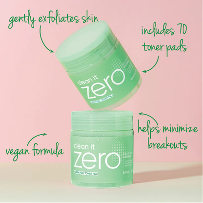 Clean It Zero Green Peel Toner Pads (LHA Vegan Blend)