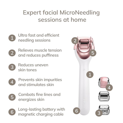 MicroNeedle Face Roller with Rose Quartz 9-in-1