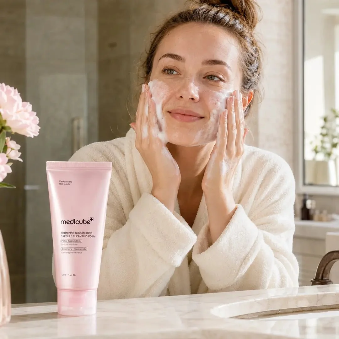 PDRN Pink Glutathione Capsule Cleansing Foam