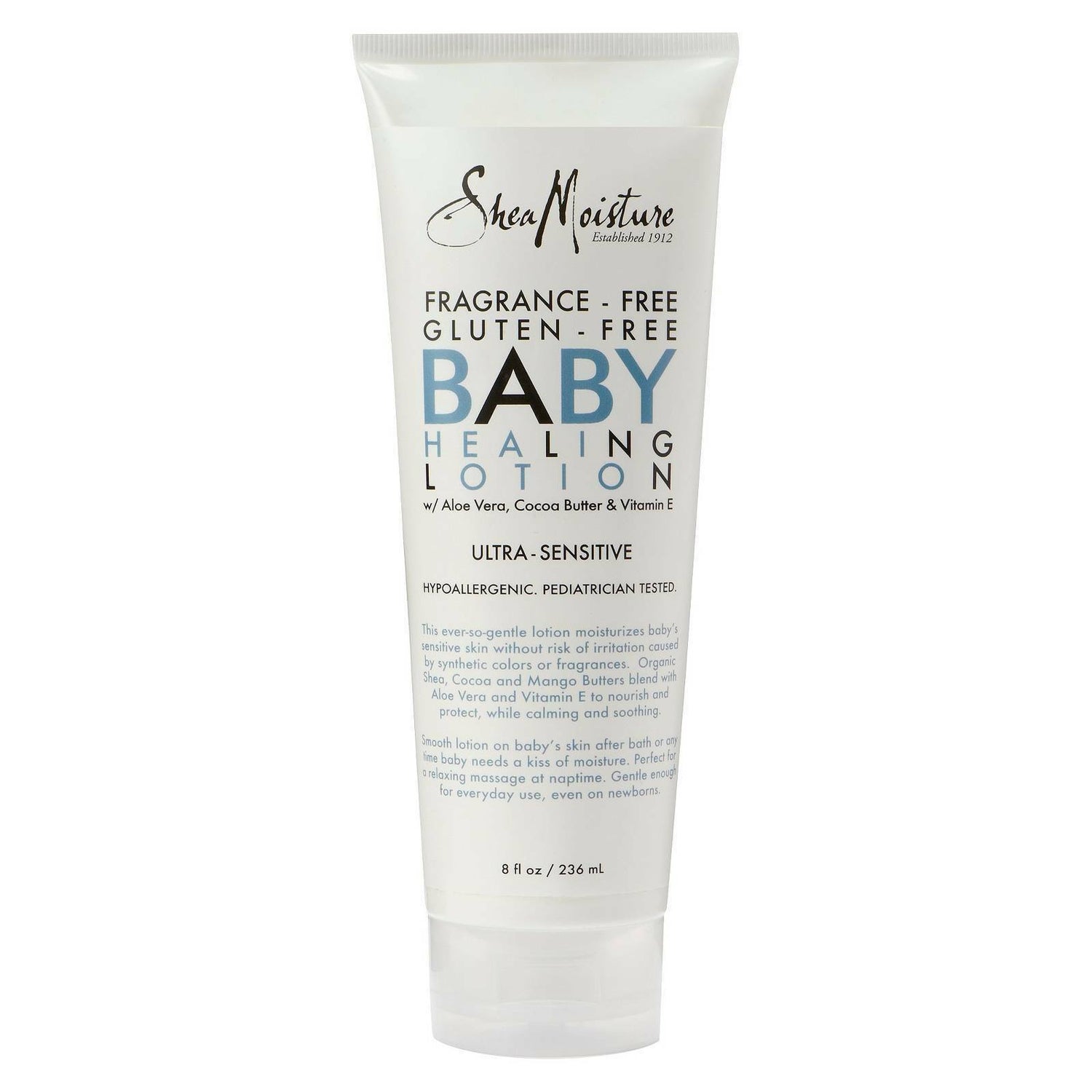 Shea Moisture Fragrance Free Gluten Free Baby Healing Lotion - Crème Hypoallergénique 236ml