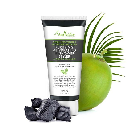 Shea Moisture Green Coconut &amp; Activated Charcoal Puryfying &amp; Hydrating In-Shower Styler 170g