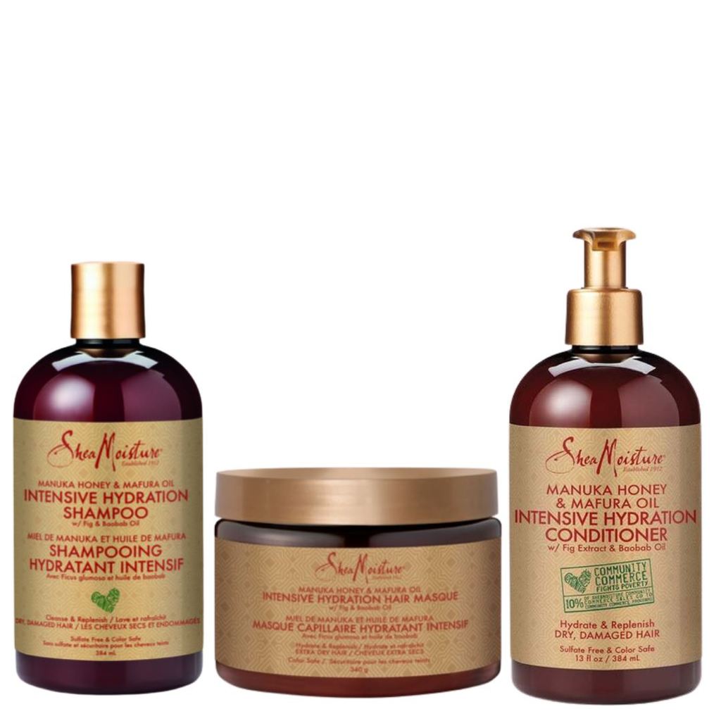 Pack Shea Moisture Manuka Honey &amp; Mafura – Hydratation Intense 3 Produits