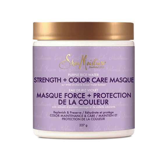 Shea Moisture Purple Rice Water Strength + Color Care Masque - Masque Capillaire Pour Cheveux Colorés 227g