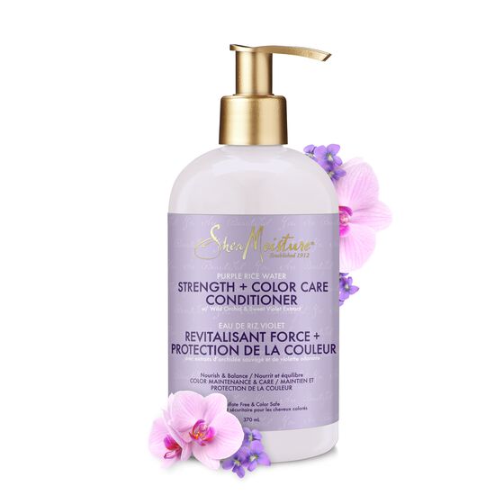 Shea Moisture Purple Rice Water Strength + Color Care Conditioner - Après-Shampoing Pour Cheveux Colorés 384ml
