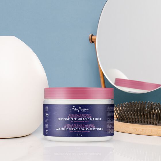 Shea Moisture Sugarcane Extract &amp; Medowfoam Seed Silicone Free Miracle Masque - Masque Capillaire Sans Silicone 340g