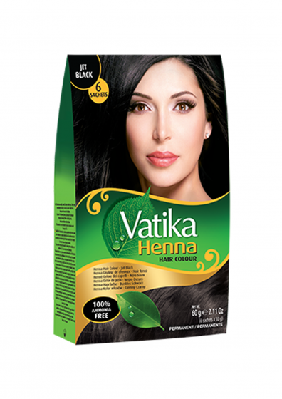 Vatika Henna Hair Color  JET BLACK - NOIR DE JAIS  6x10g