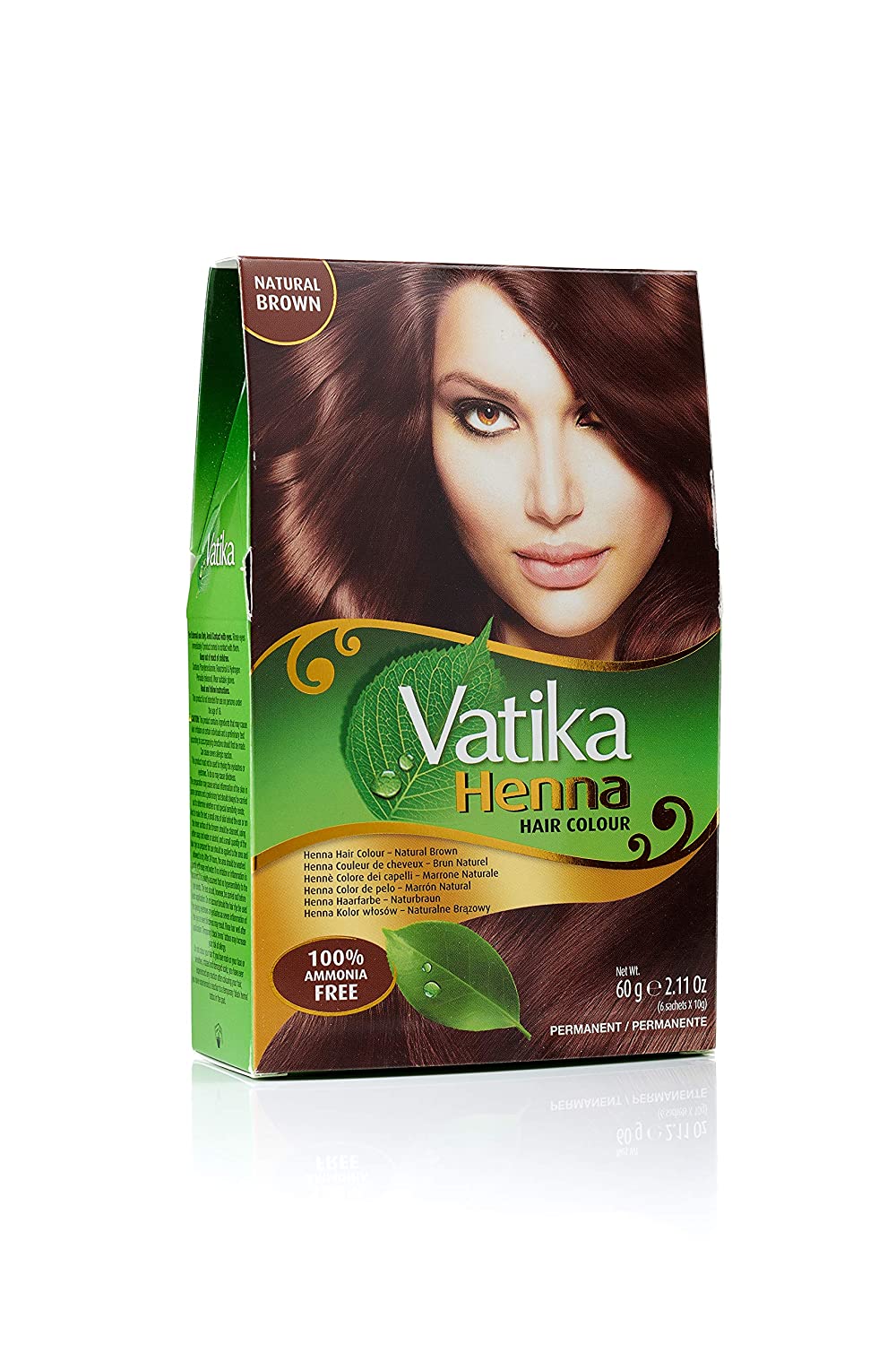Vatika Henna Hair Color Natural Brown - Brun  6x10g