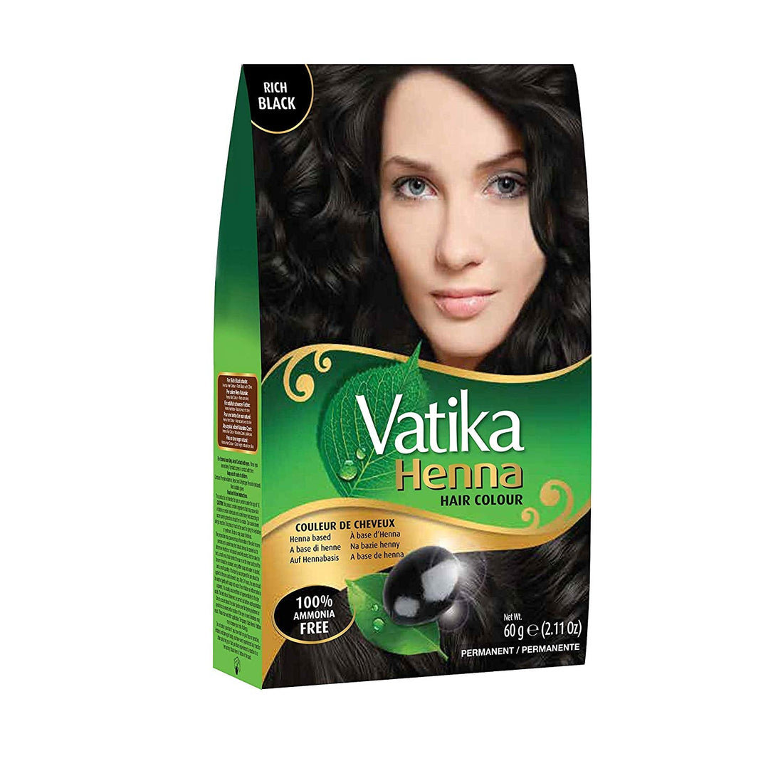 Vatika Henna Hair Color Rich Black - Riche Noir 6x10g